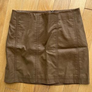 Free People brown leather mini skirt